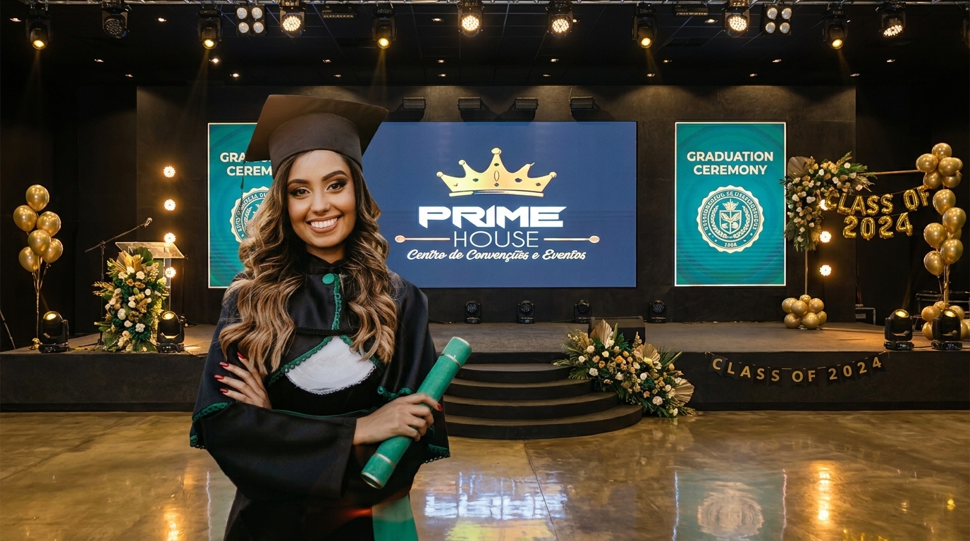 Formandos com beca e canudos celebrando após colação de grau